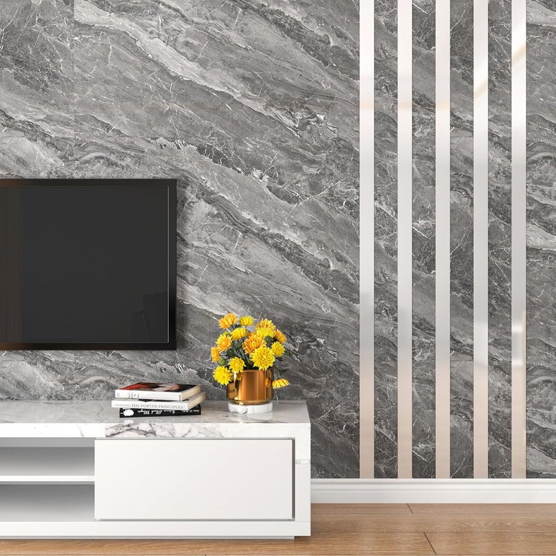 HelloWall Silver Brushed Nickel Mirror Frame Border Peel and Stick Metal Molding Trim Removable Wall Trim Borders Stainless Steel Wallpaper Border for Fireplace Stainless Steel Mirror Borders 3"x197" - Image 5